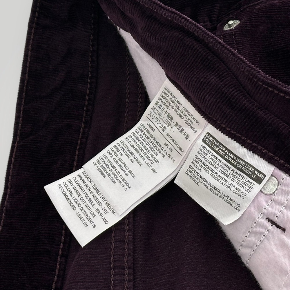Levis 414 Corduroy Pants Womens 24W Purple Straight Leg Y2K Plus Size - Picture 8 of 9